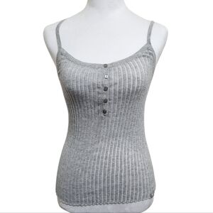 Vtg Y2K Moda International Victoria's Secret Gray Ribbed Babydoll Camisole Tank